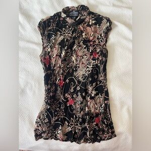 Y2K Angie Asian-Inspired Sleeveless Blouse - Size S
